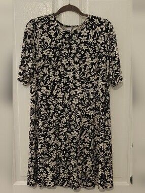 Old Navy Black Dress with White Floral Print